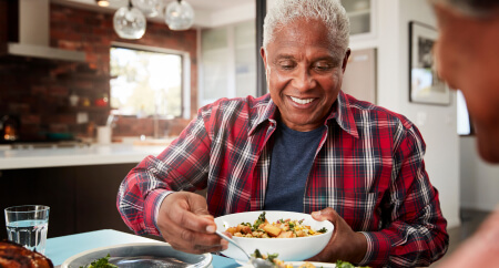 man eating