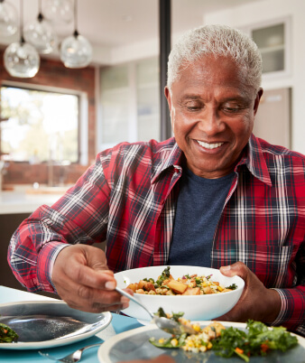 man eating