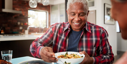 man eating