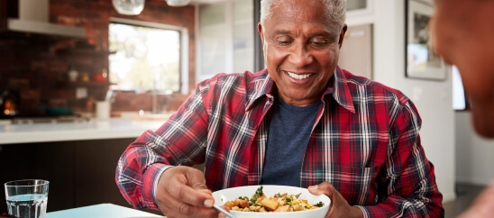 man eating