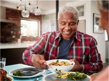 man eating